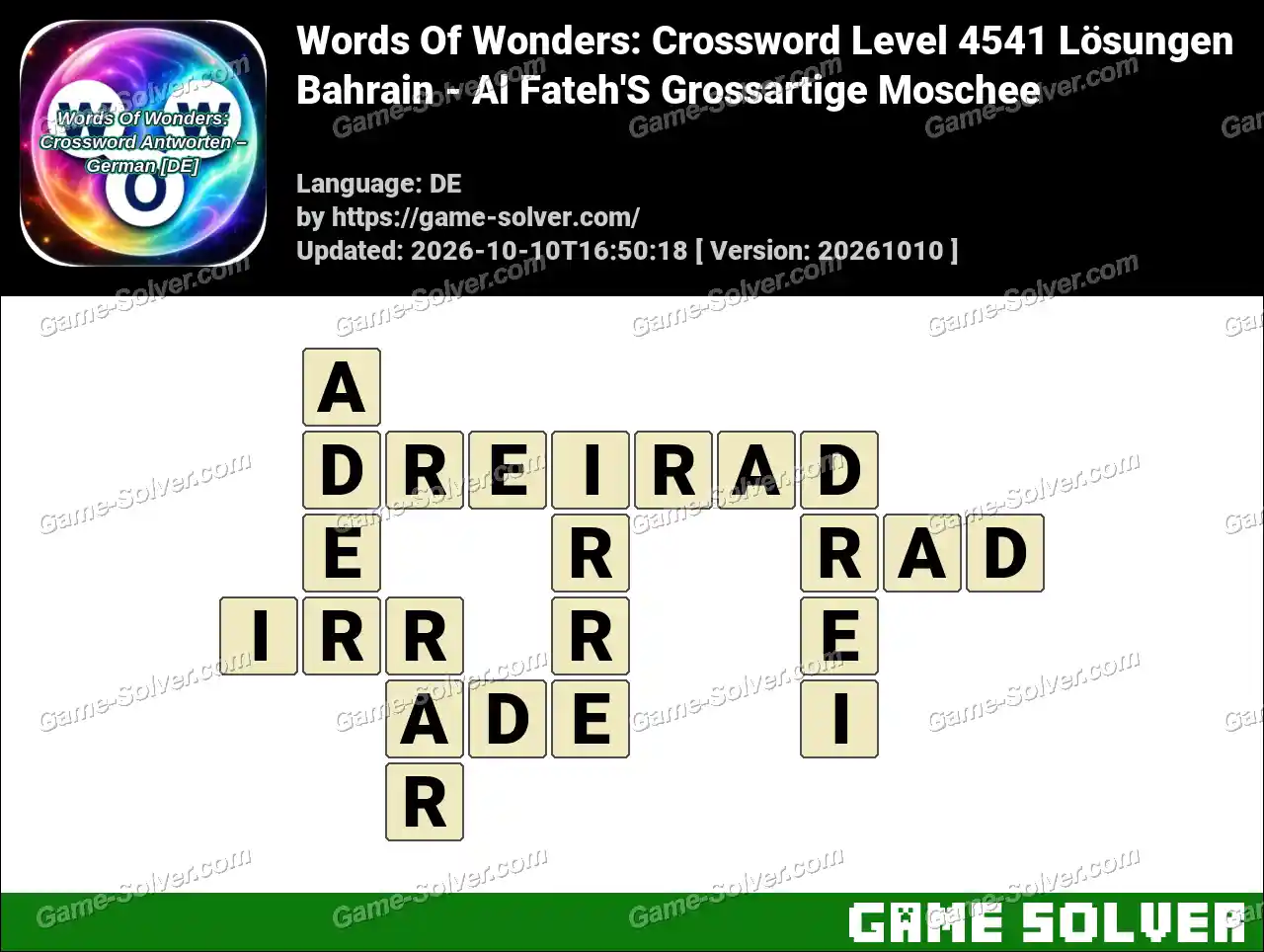 Words Of Wonders: Crossword Level 4541 Lösungen – Bahrain – Al Fateh’S Grossartige Moschee